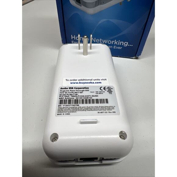 Asoka PL9671-A2 PlugLink-ETH-500 HomePlug Powerline Ethernet Adapter With Box - Picture 3 of 4